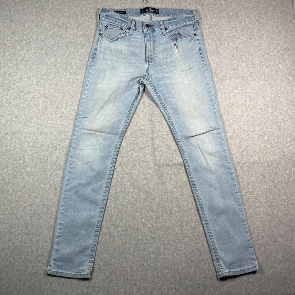 Hollister Epic Flex Jeans Men's 31x32 Skinny Stretch Distressed Light Blue